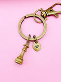 Bronze Queen Chess Piece Keychain Personalized Customized Monogram Made to Order Jewelry, N4191