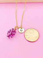 Grape Necklace, Gold Purple Grape Necklace, Girlfriends Gift, N5159