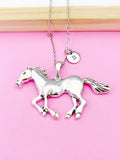 Horse Necklace, Silver Large Running Horse Jewelry, Personalized Gifts, N4654