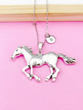 Horse Necklace, Silver Large Running Horse Jewelry, Personalized Gifts, N4654