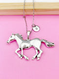 Horse Necklace, Silver Large Running Horse Jewelry, Personalized Gifts, N4654