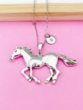 Horse Necklace, Silver Large Running Horse Jewelry, Personalized Gifts, N4654