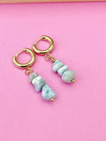 Silver Larimar Earrings, Natural Gemstone Jewelry N3971B
