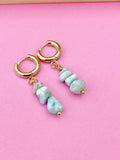Silver Larimar Earrings, Natural Gemstone Jewelry N3971B