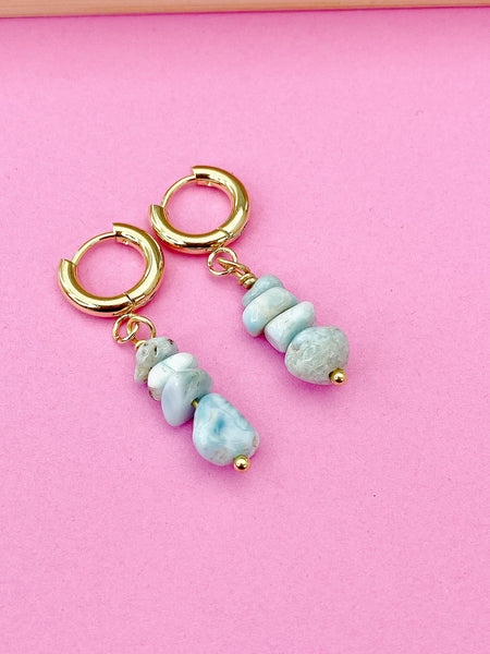 Silver Larimar Earrings, Natural Gemstone Jewelry N3971B