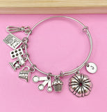Silver Baking Charms Bracelet, Bakery Baker Jewelry Gifts, N1786B
