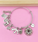 Silver Baking Charms Bracelet, Bakery Baker Jewelry Gifts, N1786B