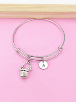 Water Bucket Pail Bracelet, Water Bucket Pail Charm, Water Bucket Pail Charm Bracelet, N1116B