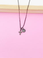 Black Small Cross Pendant Necklace, Womens Personalized Necklace, N2039