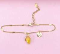 Gold Mangoes Charm Bracelet, Mango Tropical Fruit Charm, Birthday Gift, N5164A