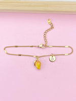 Gold Mangoes Charm Bracelet, Mango Tropical Fruit Charm, Birthday Gift, N5164A