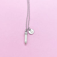 Writer Necklace, Silver Pencil Charm Necklace, Secretary Necklace, Secretary Gift, Teacher Gift, Personalized Christmas Gift, N796