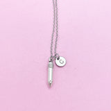 Writer Necklace, Silver Pencil Charm Necklace, Secretary Necklace, Secretary Gift, Teacher Gift, Personalized Christmas Gift, N796
