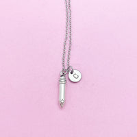 Writer Necklace, Silver Pencil Charm Necklace, Secretary Necklace, Secretary Gift, Teacher Gift, Personalized Christmas Gift, N796