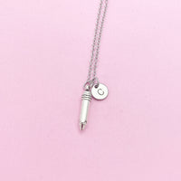 Writer Necklace, Silver Pencil Charm Necklace, Secretary Necklace, Secretary Gift, Teacher Gift, Personalized Christmas Gift, N796