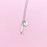 Writer Necklace, Silver Pencil Charm Necklace, Secretary Necklace, Secretary Gift, Teacher Gift, Personalized Christmas Gift, N796