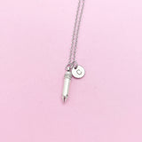 Writer Necklace, Silver Pencil Charm Necklace, Secretary Necklace, Secretary Gift, Teacher Gift, Personalized Christmas Gift, N796