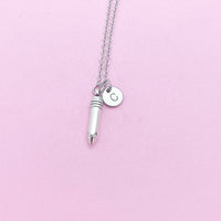 Writer Necklace, Silver Pencil Charm Necklace, Secretary Necklace, Secretary Gift, Teacher Gift, Personalized Christmas Gift, N796
