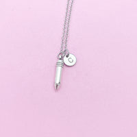Writer Necklace, Silver Pencil Charm Necklace, Secretary Necklace, Secretary Gift, Teacher Gift, Personalized Christmas Gift, N796