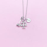 Silver Justice Scale Gavel Charm Necklace, N1531B