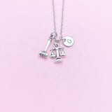 Silver Justice Scale Gavel Charm Necklace, N1531B