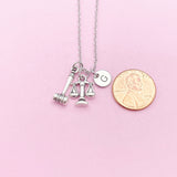 Silver Justice Scale Gavel Charm Necklace, N1531B
