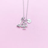 Silver Justice Scale Gavel Charm Necklace, N1531B