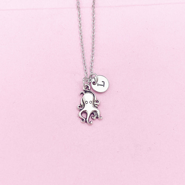 Silver Octopus Charm Necklace, N1485