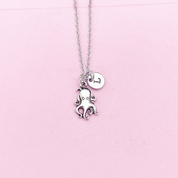 Silver Octopus Charm Necklace, N1485