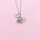 Silver Snail Charm Necklace, Personalized Initial Pendant