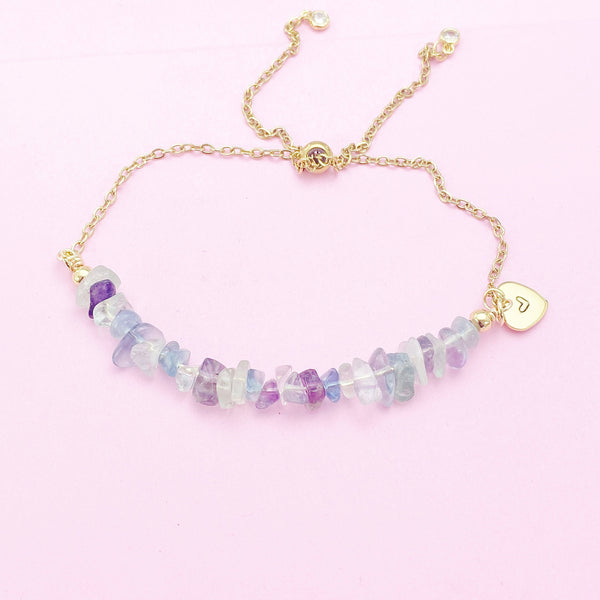 Gold Fluorite Bolo Bracelet, Natural Gemstone Jewelry, N4277Z