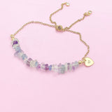 Gold Fluorite Bolo Bracelet, Natural Gemstone Jewelry, N4277Z