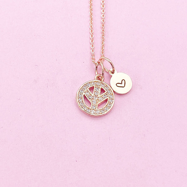 Peace Necklace, Rose Gold Necklace, Dainty Necklace, N4506