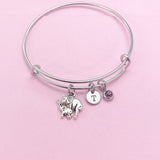 Silver Mother and Baby Elephant Charm Bracelet, Initial Charm