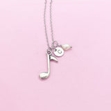 Silver Music Note Melody Charm Necklace, BN35