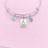 Silver Eye Chart Charm Bracelet, Snellen Charm, Optometry Gift, Medical Eye Doctor Gift, Graduation Gift, N2233A