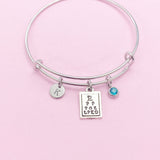 Silver Eye Chart Charm Bracelet, Snellen Charm, Optometry Gift, Medical Eye Doctor Gift, Graduation Gift, N2233A
