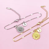 Gold or Silver Sunflower Charm Bracelet, N3126A