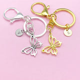 Silver Gold or Rose Gold Butterfly Charm Keychain, N131Z