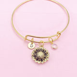 Gold Sunflower Charm Bracelet, N1401