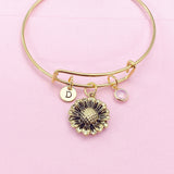 Gold Sunflower Charm Bracelet, N1401