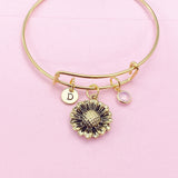 Gold Sunflower Charm Bracelet, N1401