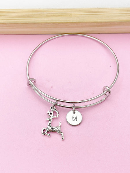 Silver Deer Charm Bracelet, Reindeer Elk Charm, N5712