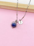 Silver Natural Lapis Lazuli Necklace, Natural Gemstone, N4609Y