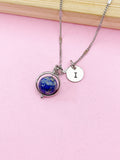 Silver Natural Lapis Lazuli Necklace, Natural Gemstone, N4609Y