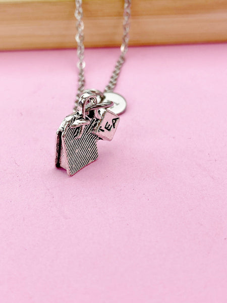 Silver Tea Bag Charm Necklace, N3805