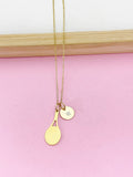 Gold Stainless Steel Tennis Racket Charms Necklace, N45