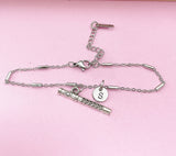 Silver Flute Charm Bracelet School Marching Band Gifts, N1381Z