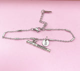 Silver Flute Charm Bracelet School Marching Band Gifts, N1381Z