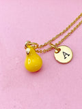 Gold Pear Charm Necklace, Sweet Yellow Pear Fruit Charm, N5714
